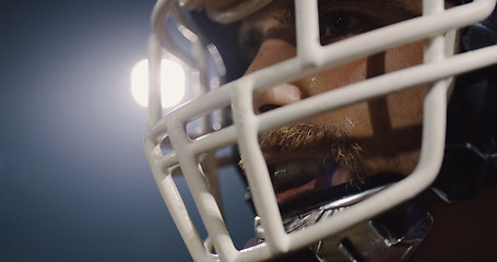 Image showing Closeup Portrait Of American Football Player