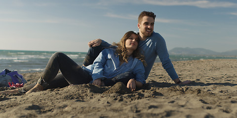 Image showing Couple enjoying time together at beach