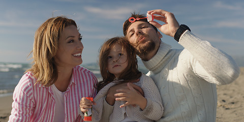 Image showing Young family enjoying vecation during autumn