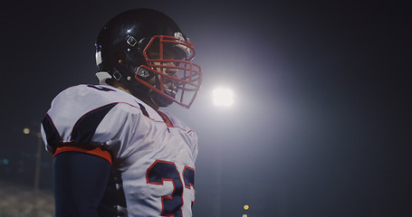 Image showing portrait of young confident American football player