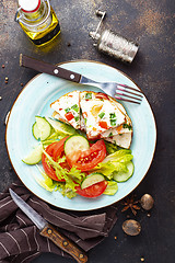 Image showing omelette with vegetables on white plate