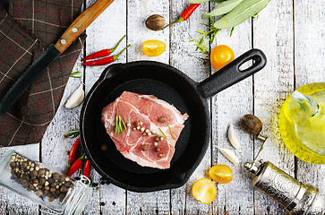 Image showing raw meat in pan