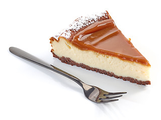 Image showing piece of caramel cheesecake