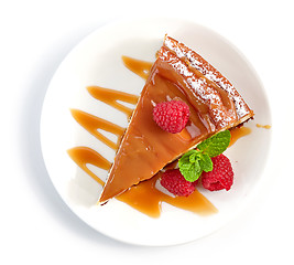 Image showing piece of caramel cheesecake