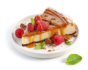 Image showing piece of caramel cheesecake