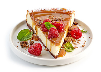 Image showing piece of caramel cheesecake