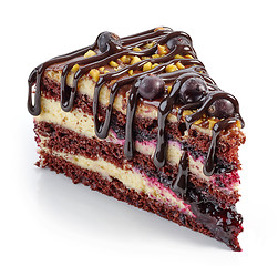 Image showing piece of chocolate and blackcurrant cake