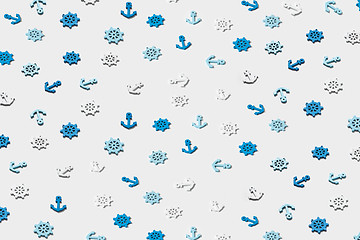 Image showing Pattern from small marine symbols with shadows.