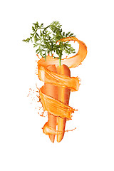 Image showing Cut natural organic carrot with splashes.