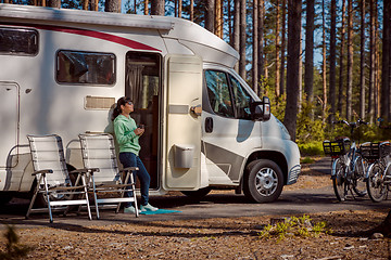 Image showing Family vacation travel RV, holiday trip in motorhome