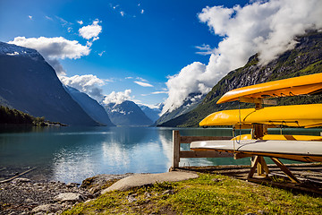 Image showing lovatnet lake Beautiful Nature Norway.