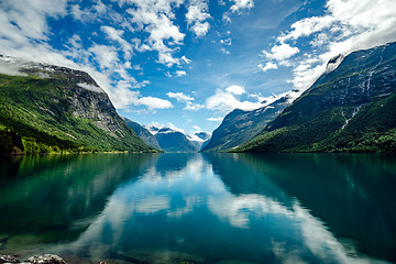 Image showing lovatnet lake Beautiful Nature Norway.