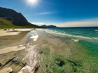 Image showing Lofoten archipelago islands beach