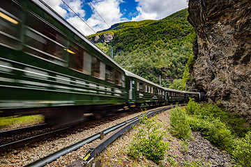 Image showing Flam Line is a long railway tourism line between Myrdal and Flam