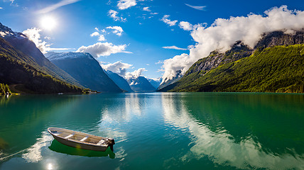 Image showing lovatnet lake Beautiful Nature Norway.