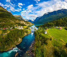 Image showing lovatnet lake Beautiful Nature Norway.