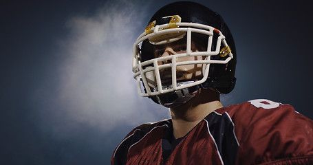 Image showing portrait of young confident American football player