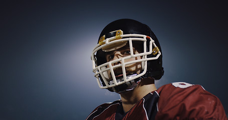 Image showing portrait of young confident American football player