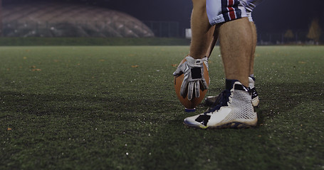 Image showing american football kicker ready for football kickoff