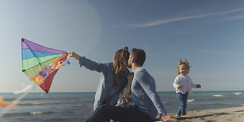 Image showing Young family enjoying vecation during autumn