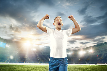 Image showing Young boy as winner at stadium