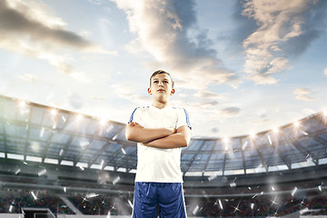 Image showing Young boy as winner at stadium