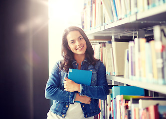 Image showing high school student girl reading book at library