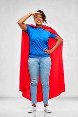 Image showing african american superhero woman looking far away