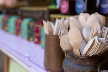 Image showing Wooden cutlery a replacement for single use plastic