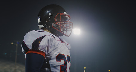 Image showing portrait of young confident American football player