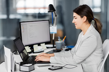 Image showing businesswoman with computer working at office