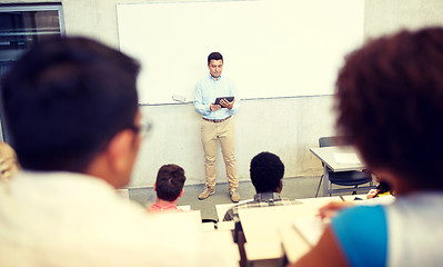 Image showing students and teacher with tablet pc at lecture