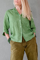 Image showing Artistic person in green clothes