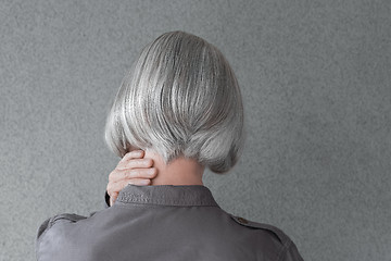 Image showing Woman with silver gray hair