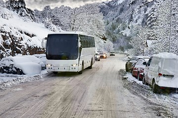 Image showing Driving in snow storm