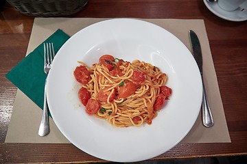 Image showing Spaghetti dish at a restaurant