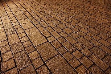 Image showing Stone Pavement Pattern At Night