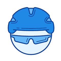 Image showing Bicycle helmet line icon.