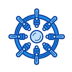 Image showing Ship steering wheel line icon.