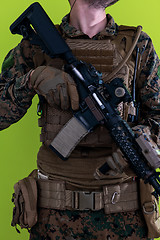 Image showing soldier virtual reality green background