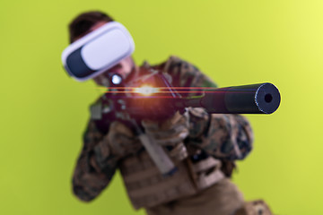 Image showing soldier virtual reality green background