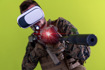 Image showing soldier virtual reality green background