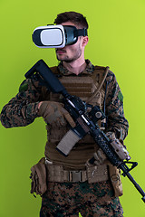 Image showing soldier virtual reality green background