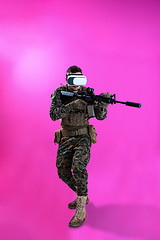 Image showing soldier in battle using virtual reality glasses