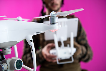 Image showing soldier drone pilot technician