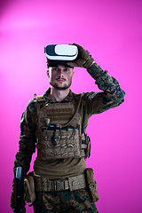 Image showing soldier in battle using virtual reality glasses