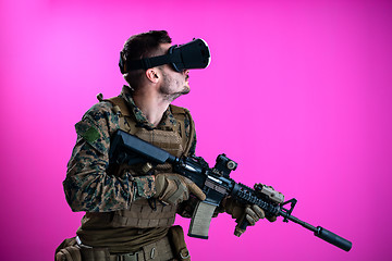 Image showing soldier in battle using virtual reality glasses