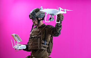 Image showing soldier drone pilot technician