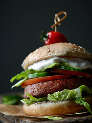 Image showing fresh tasty vegan burger