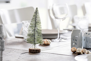 Image showing Christmas dinner decoration with a Xmas tree